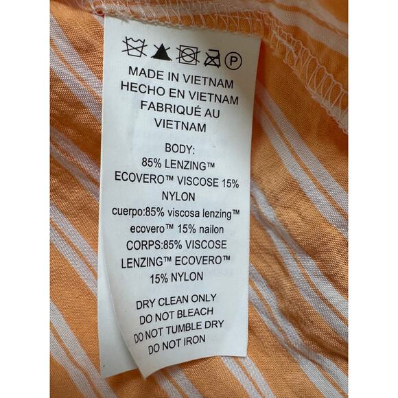 NEW MICHAEL KORS Women’s Orange/White Short Sleeve Striped Blouse Size XL - Picture 5 of 6